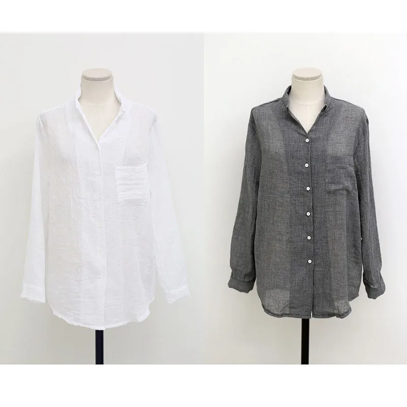 Vetement femme 2021 из хлопка и льна рубашка ropa женские стильные топы блузы Женская