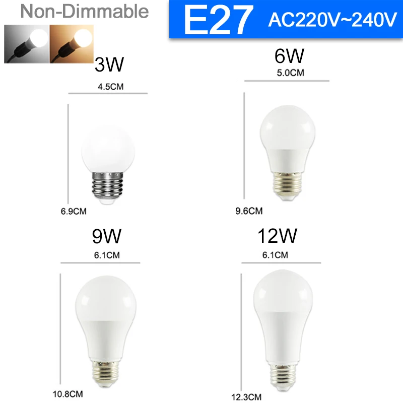 E27 Светодиодный светильник E14 3 Вт 6 9 12 16 SMD2835 AC 220 В 240 Светодиодная лампа кукуруза
