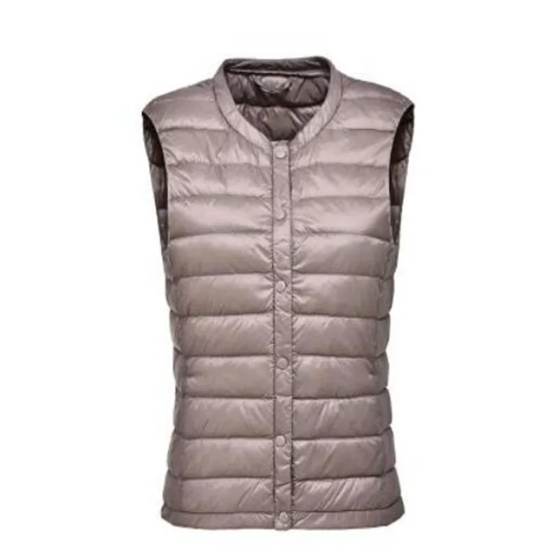 

Women Casual 90% White Duck Down Vest Women's Ultra Light Duck Down Vest Autumn Winter Warm Round Collar Sleeveless Coat 2018