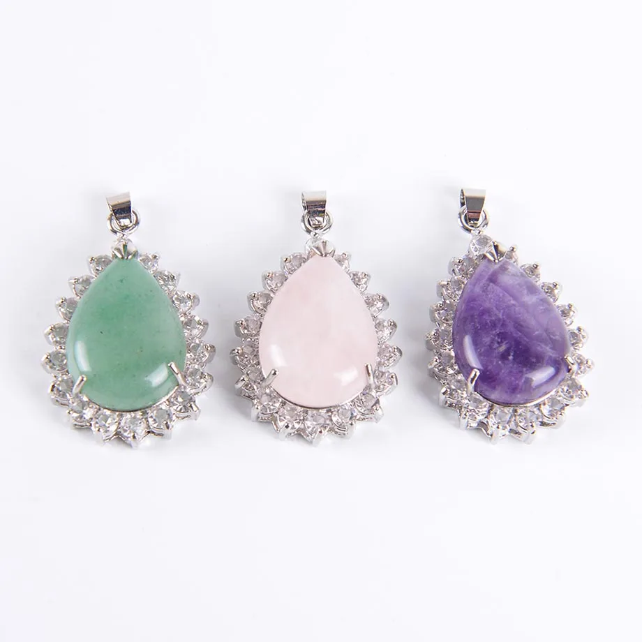 Рейки натуральный драгоценный камень в форме капли воды ожерелье подвеска Цвет: