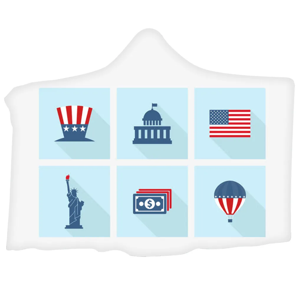 Американский День Независимости плюшевые с капюшоном теплое одеяло туалетный