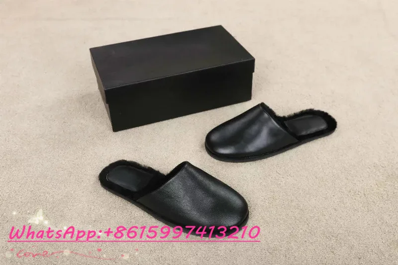 Удобные Черные Мягкие Кожаные Женщин Slipppers Круглым Носком Дом Обуви Женщина Зима