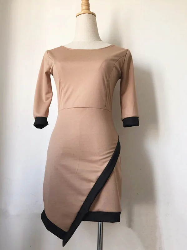 

New Fashion Design Women Casual Dress Knitted three quarter Lady Clothing Women Casual Dress OL Slim Vestidos