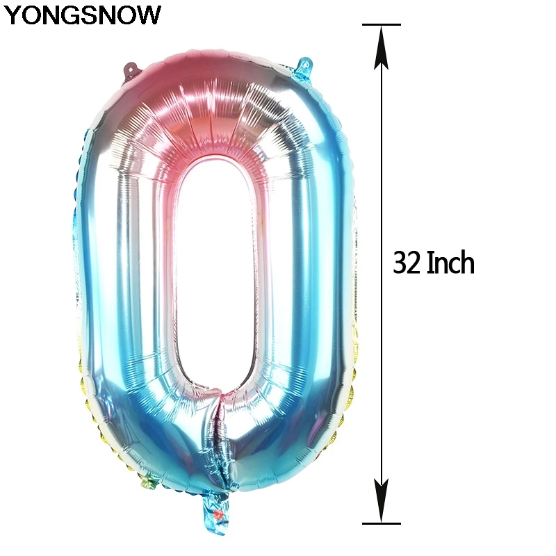 YONGSNOW цветной Радужный фольгированный шар в виде звезды сердца круглых цифр для