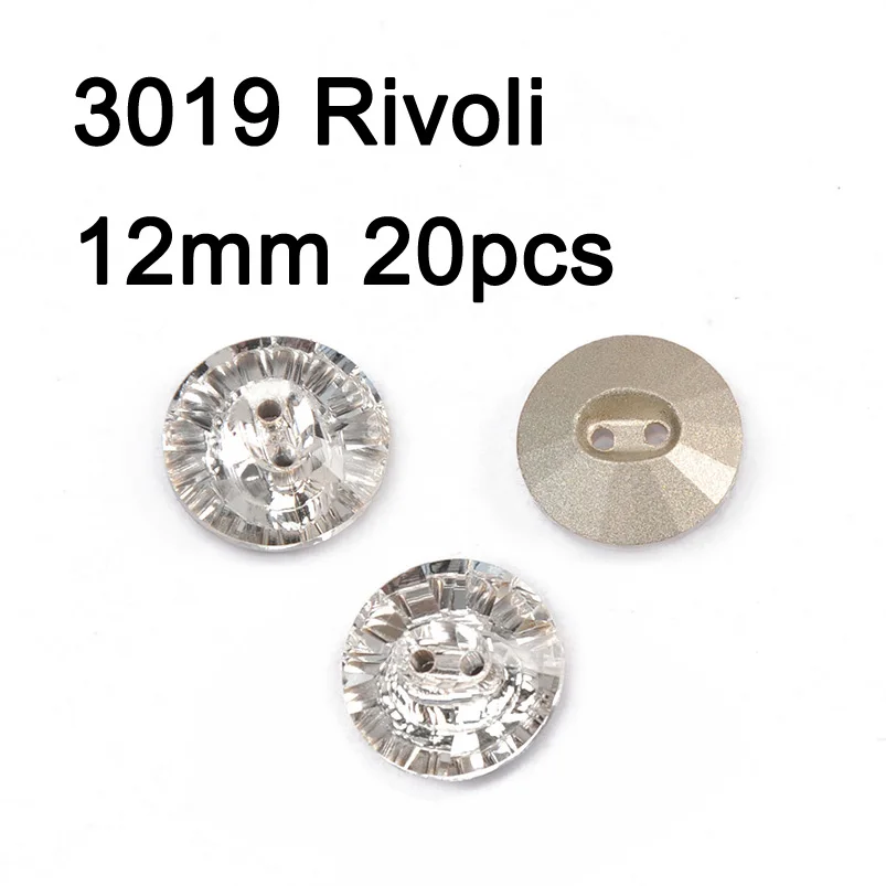 Rivoli 12mm 20pcs Кристально чистые различные кнопки Стразы botones пришить кнопку DIY Стразы оснастки ремесло для ювелирных изделий одежды диван костюм - Цвет: Rivoli 12mm 20pcs