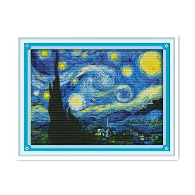 

Bordado Completo Estrellada de Van Gogh noche Cross Stitch kits de Pintura Al Oleo Abstracta Arte de la Casa decoracion