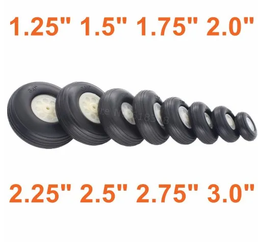 

2pcs Wheel Rubber PU Plastic Hub 1.25" 1.5" 1.75" 2.0" 2.25" 2.5" 2.75" 3.0" Inch For RC model Airplane
