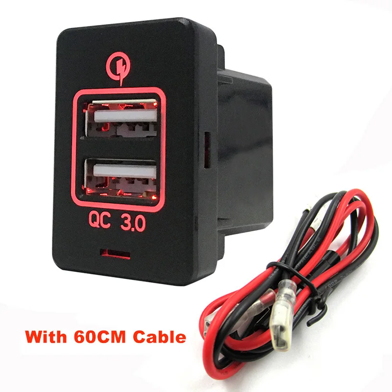 12 В 24 В DC двойной USB порт адаптер Быстрая зарядка QC 3,0 USB автомобильный адаптер розетка для Honda F20 автомобиль с соединительным проводом светодиодный индикатор - Название цвета: Red