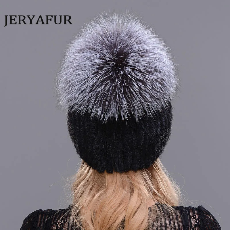 

JERYAFUR new female fur hat woman warm protection ear mink and fox cap hair handmade free delivery winter ski cap