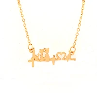 hzew cat couple electrocardiogram heart pendant necklace gift necklaces