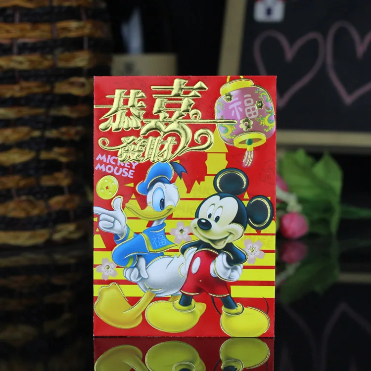 Микки Минни китайский новый год День рождения Свадьба новоселье красный конверт
