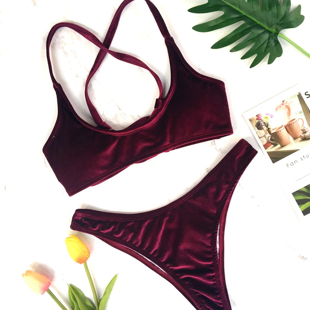 2018 Новый женский комплект бикини пуш ап с подкладкой связанный крючком
