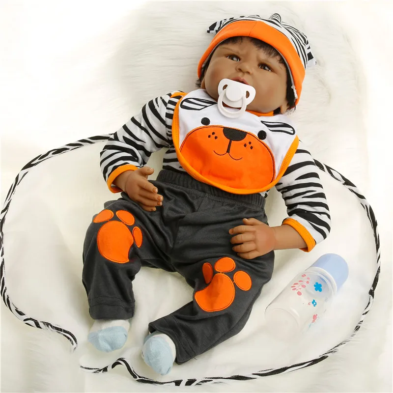 SanyDoll 22 дюйма 55 см силиконовые куклы для новорожденных реалистичные милые черные