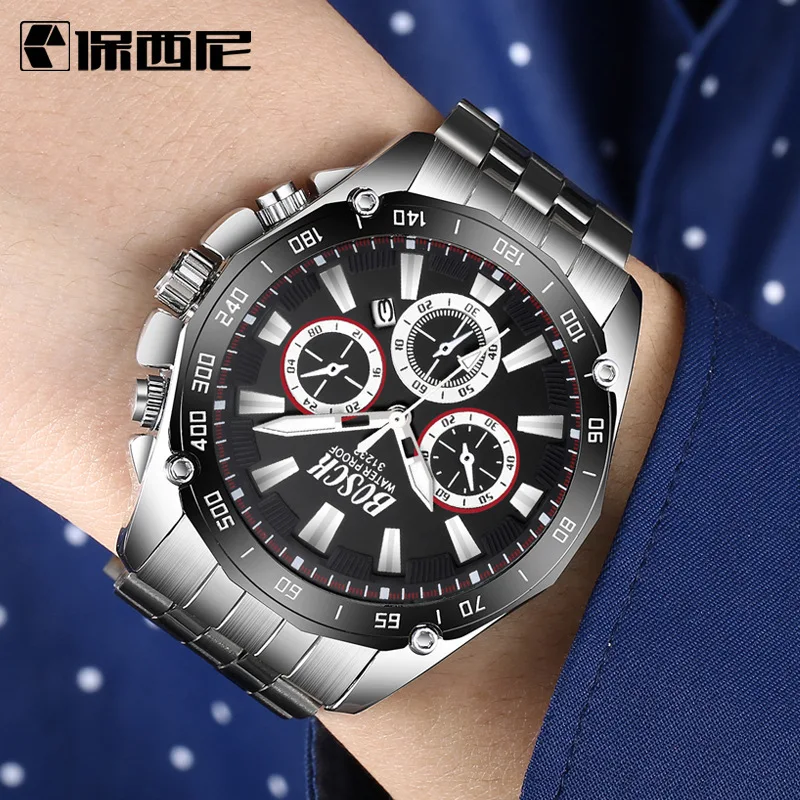 Bosck Модные Военные часы с календарем мужские брендовые Роскошные Кварцевые из