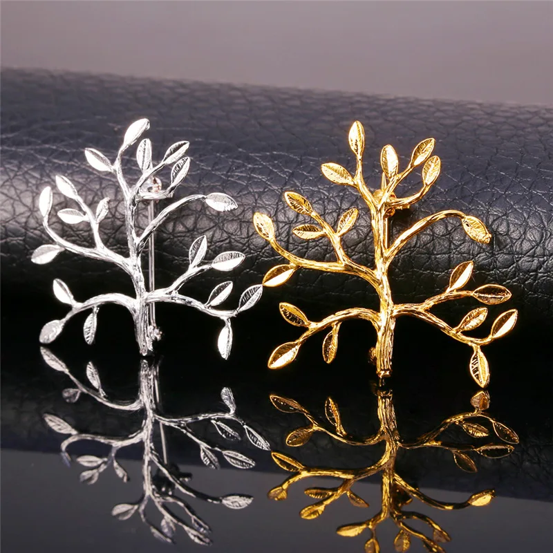 Брошь золотого цвета для мужчин и женщин модная нежная ветка дерева цветная