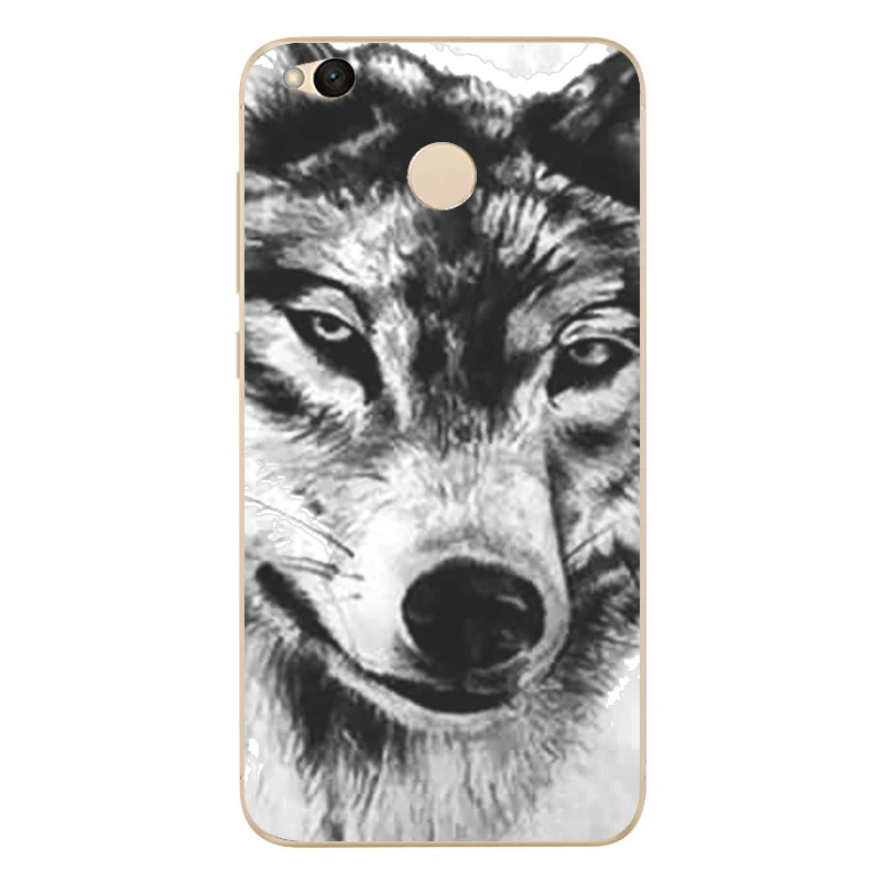 MLCRIYG Soft Phone Case For Xiaomi Redmi 4X TPU Colorful Animal Wolf Cool Cases Cover Painted Design Fundas B104 |