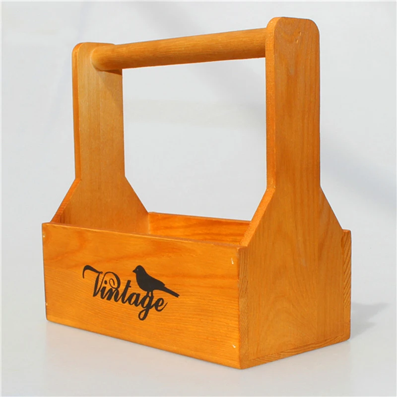 Zakka садовый поддон из натурального дерева с ручкой портативные цветочные горшки