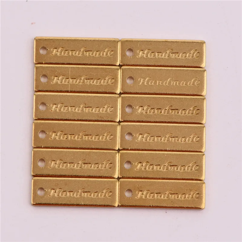 

50PCS 17*5.5mm Copper Material Lettering Handmade Charm Rectangle Disc Pendant for Earring Necklace DIY Handmade Jewelry Making