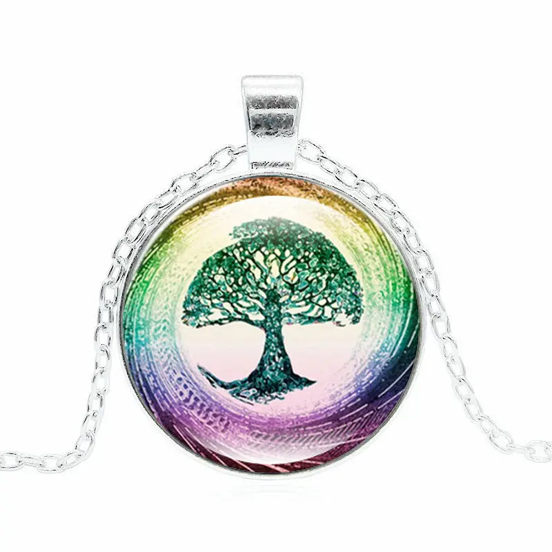 12 стилей Древо жизни кулон ожерелье стекло ручной работы кабошон картина DIY
