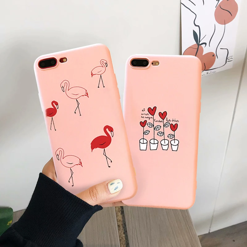 Модный чехол для iPhone X XS MAX XR 8 6 6s Plus Розовый силиконовый с мультяшными цветами