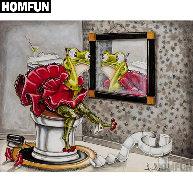 HOMFUN полный алмазов &quotлягушка туалет&quot Сделай сам 5D Алмазная вышивка крестиком