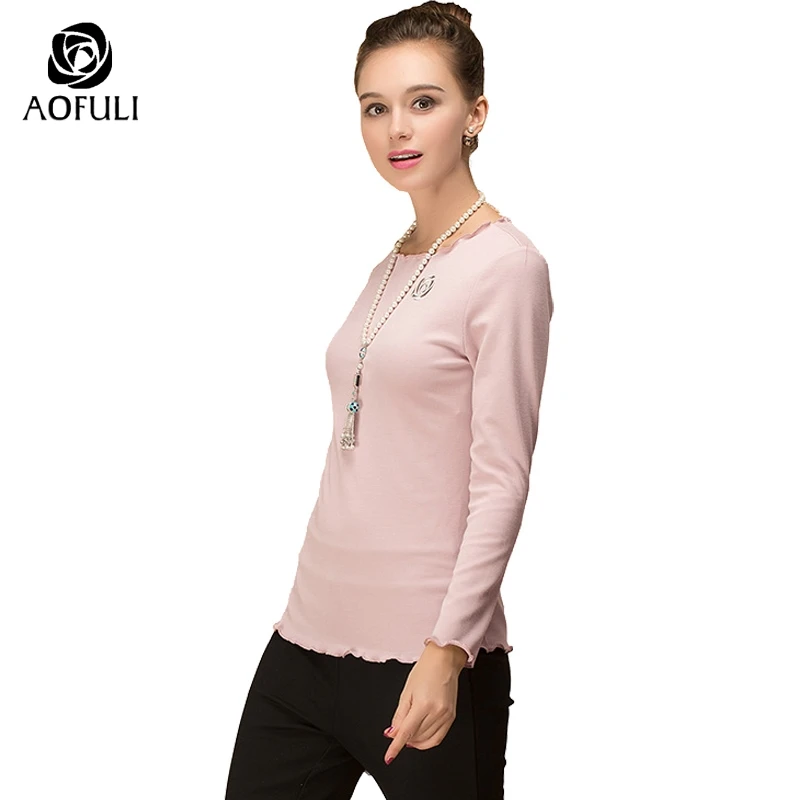Женский свитер AOFULI S Xxxl с длинным рукавом розовый 6386|tee shirt|top pinkpink tee |