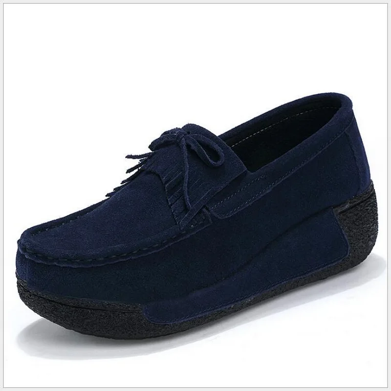 2021 Autumn Winter Women Shoes Ballet Cow Suede Leather Flat Platform Woman Casual Shoes Slip On Women's Loafers Moccasins Shoe