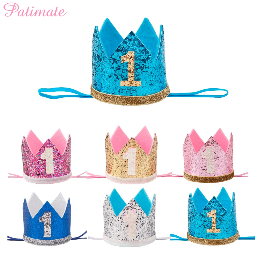 PATIMATE My First шляпы для вечеринки по случаю Дня Рождения Princess Crown Boy Girl I AM ONE с первого