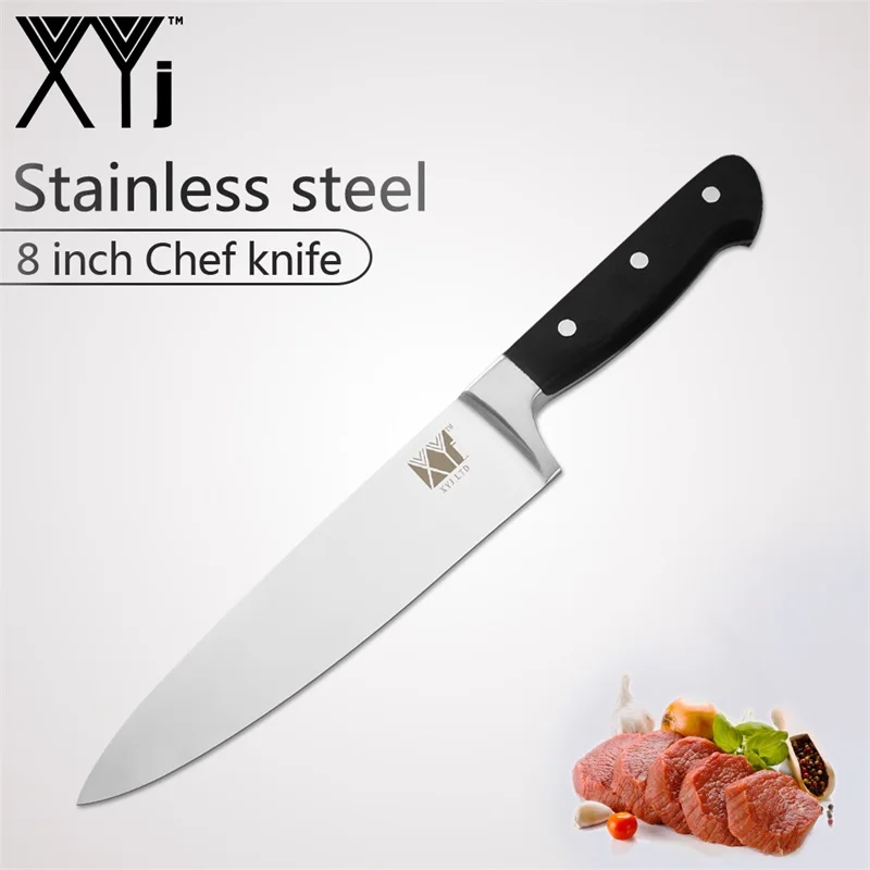 8 inch Chef Knife XYj нож из нержавеющей стали, кухонные ножи, инструменты " 5" " 3,5", нож для очистки овощей Santoku, нож для нарезки хлеба, новое поступление - Цвет: 8 inch Chef Knife
