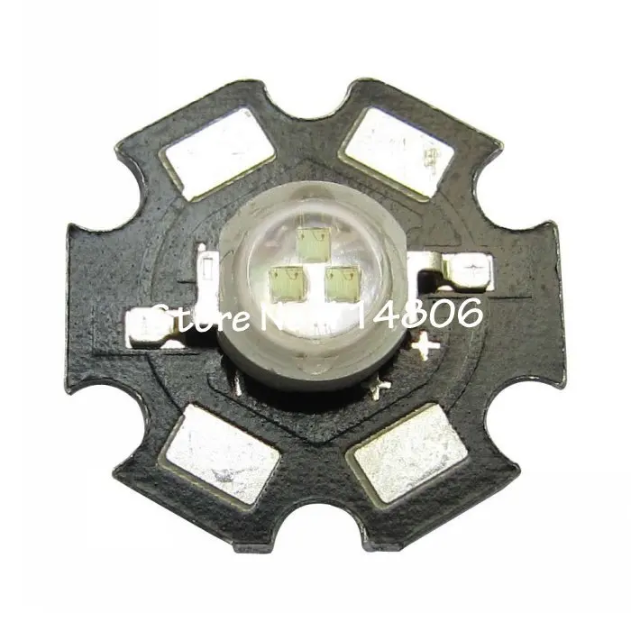 

50pcs 3W 45mil 3-LED 9~11V 300mA UV Ultraviolet 395nm~405nm LED Bead light for currency detector + 20mm Star Base