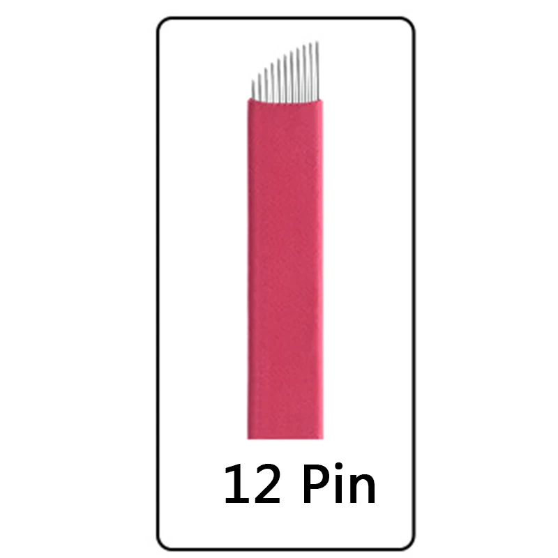12 Pin 200 шт. 0,18 мм Nano LAMINA MICRO 12 FLEX красный микроблейдинг иглы для бровей Agulhas микроблейдинг tebori Permannet ручка-держатель игл - Габаритные размеры: 12 Pin