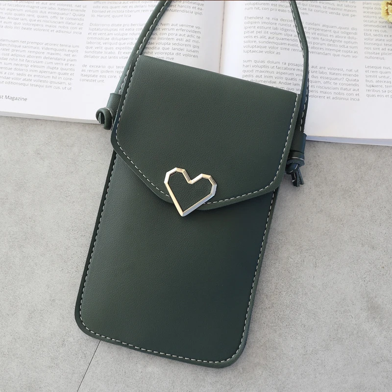 G304(Dark green) Новинка, кошелек для мобильного телефона с сенсорным экраном, кожаный плечевой ремень для смартфона, дамская сумка для Iphone X, для huawei P30 - Цвет: G304(Dark green)