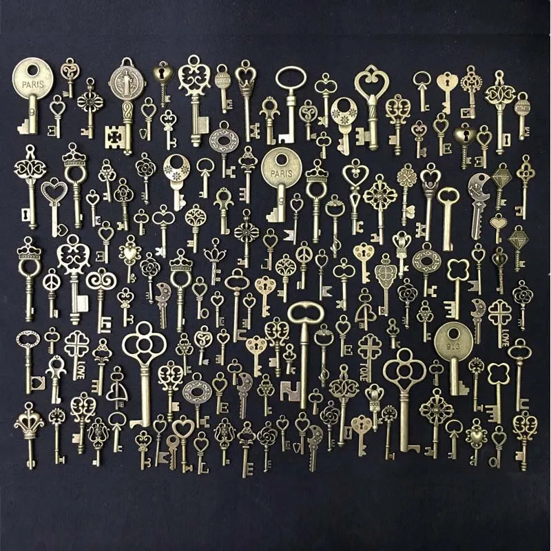 150 шт. винтажные ключи скелеты в стиле стимпанк из античной бронзы для
