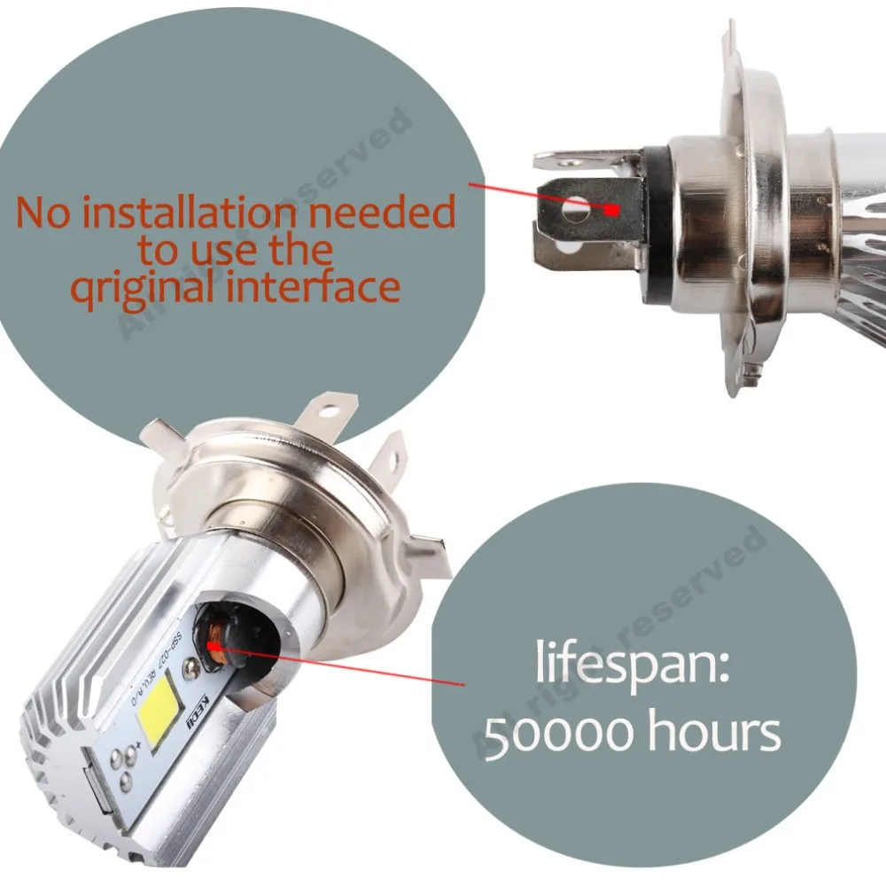 H4 H6 светодиодные фары для мотоцикла COB Led 1000LM BA20D Hi Lo лампа скутер ATV мото аксессуары противотуманные фары