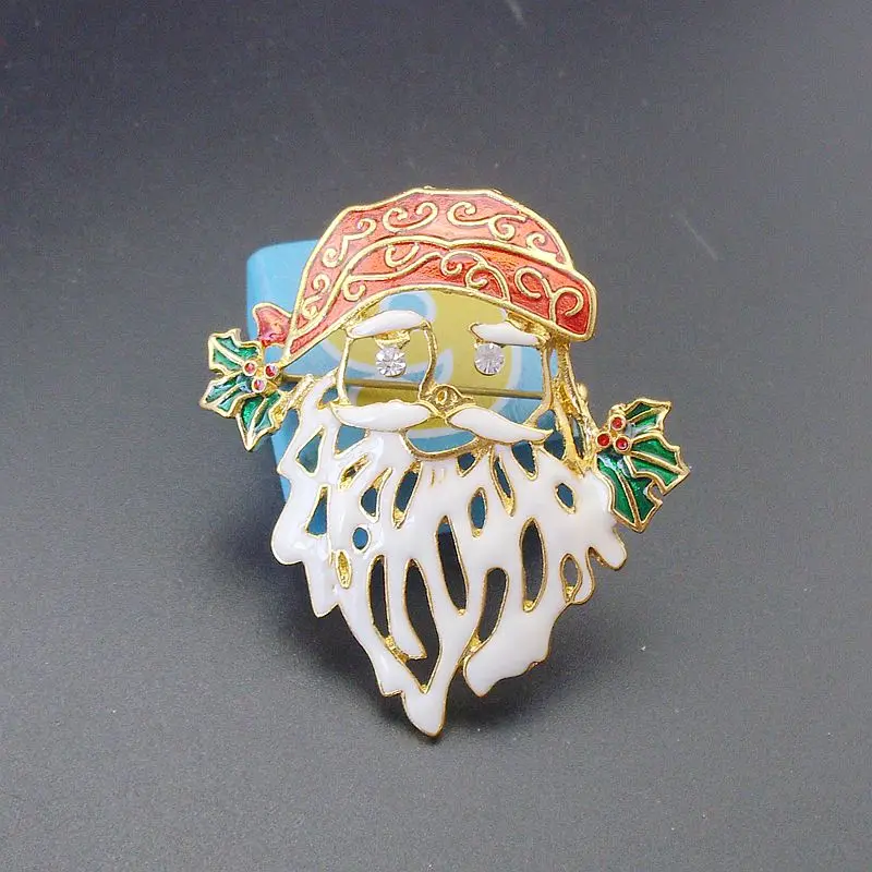 Новинка лидер продаж Модная Золотая брошь в виде лица Санты булавка с красной