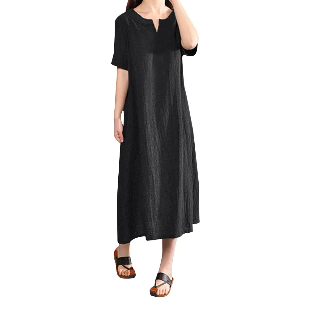 Женское платье в богемном стиле Повседневные однотонные футболки с короткими