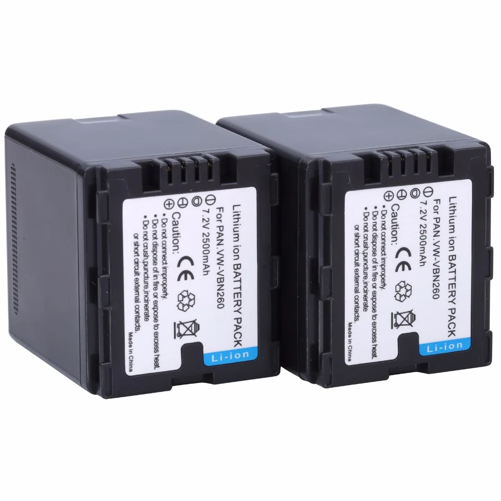 Зарядное устройство Probty 2Pcs VW-VBN260 VBN260 2500mAh для PANASONIC HDC-TM900 HDC HS900 SD800 SD900 TM800 TM900 HS900