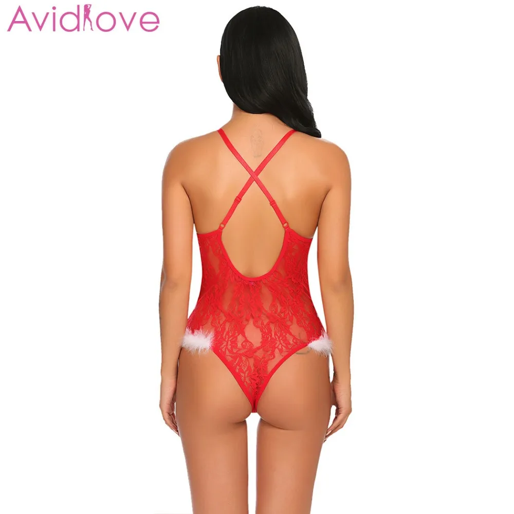 Avidlove женское рождественское нижнее белье чулки тело костюм для сна кружевное