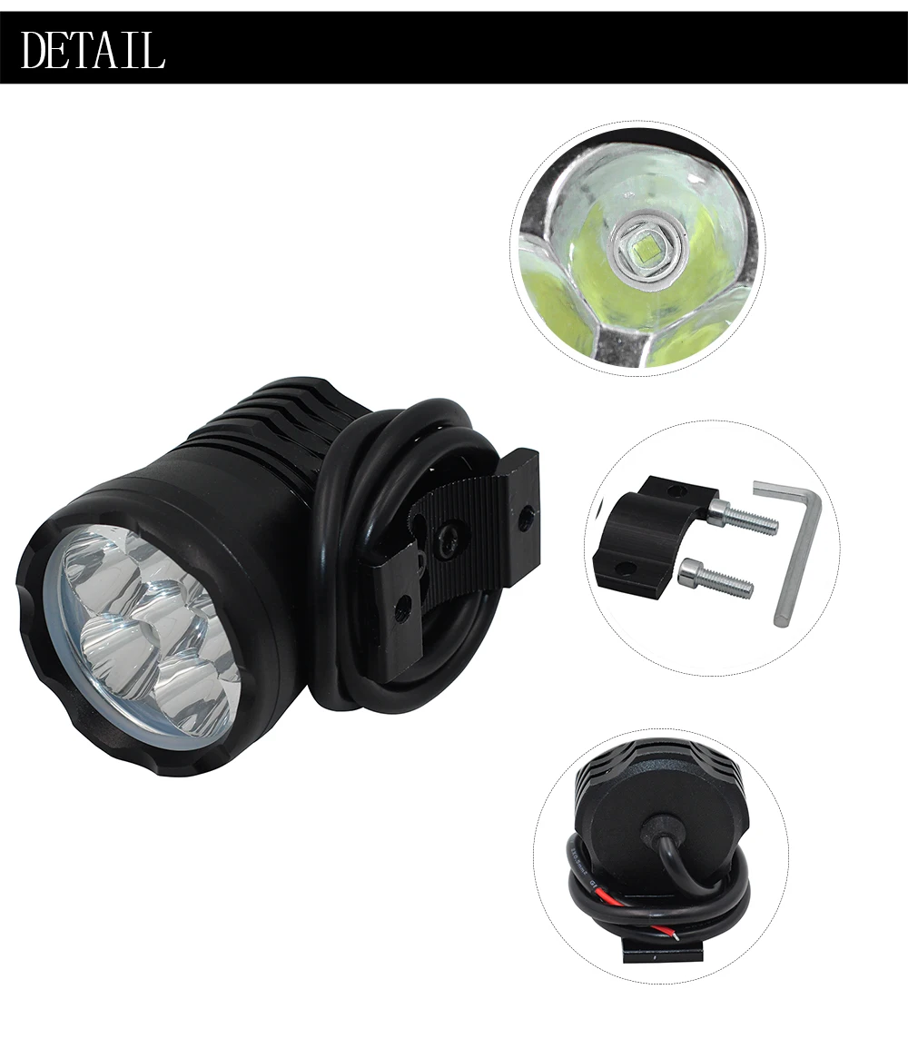 12 V-80 V постоянного тока 1X90 Вт белый 6000K 7800LM T6 чипы светодиодный мотоциклетные фары противотуманные пятно прожектор Водонепроницаемый мотоцикл лампы