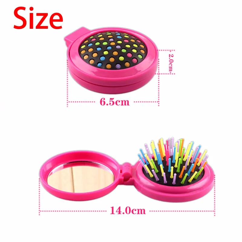 2018 Портативная Складная расческа для волос круглая форма щетка с зеркалом мини