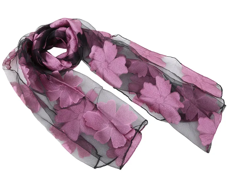 Light Purple Flower Шарф на весенне-летний сезон женский модный цветочный шарф с листочками элегантный женский пляжный зимний шарф для женщин шаль - Цвет: Light Purple Flower