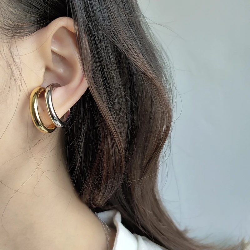 1 шт. Новые простые большие толстые круглые женские серьги из стерлингового