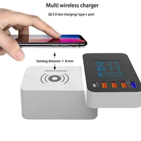 multi wireless charging station for iphone huawei new lcd display type c qc3 0 quick charger for samsung oppo vivo eu us uk plug