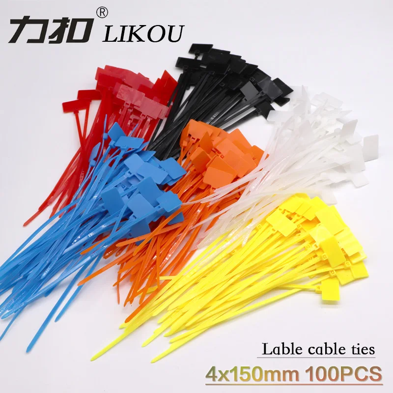 LIKOU 6 видов цветов Llaber кабельные стяжки 100 шт. почтовые записи на Ethernet RJ45 RJ12 кабель