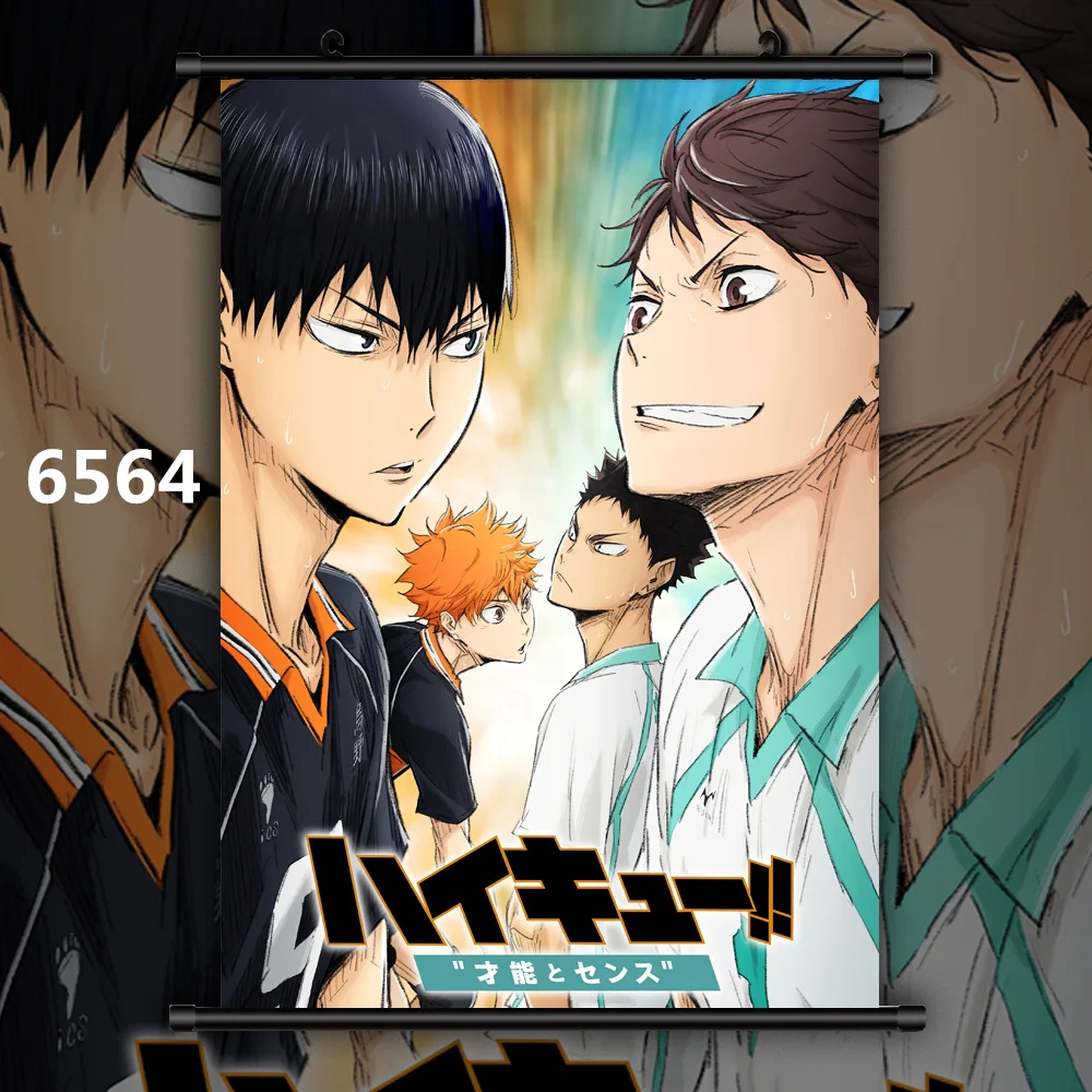 6564 Haikyuu Shoyo Tooru Koushi Wakatoshi Ryunosuke Аниме Манга настенный плакат свиток E - Цвет: 6564