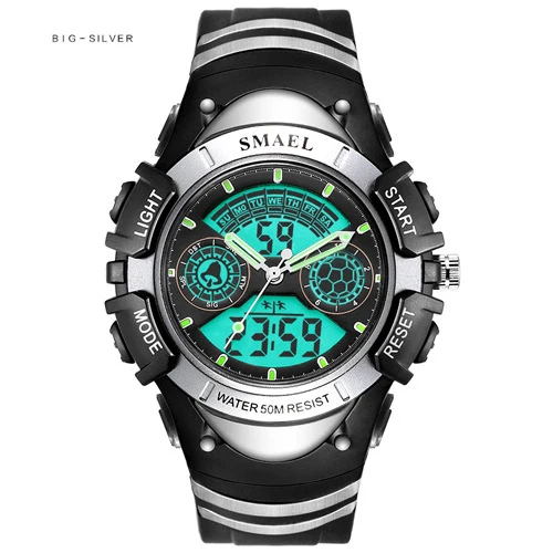L Silver Black SMAEL детский светодиодный дисплей цифровые часы 30 м водонепроницаемые детские спортивные часы многофункциональные электронные студенческие наручные часы для мальчиков и девочек - Цвет: L Silver Black