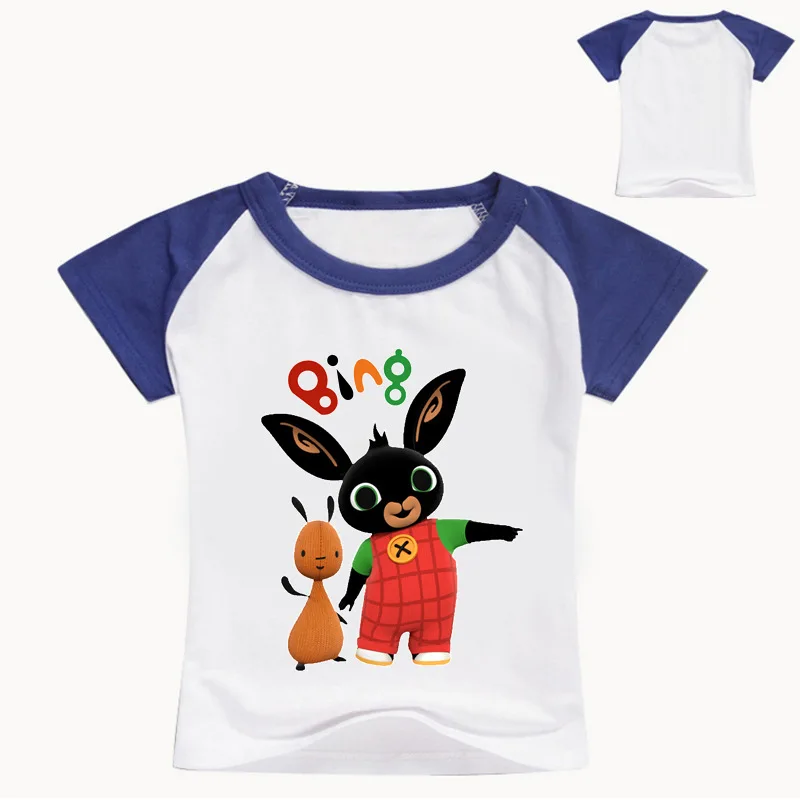 Z& Y 3-16Years одежда с героями британских Bing Bung для Костюмы футболка с кроликом футболка для девочек; Модная одежда для мальчиков футболки с коротким рукавом с героями мультфильмов - Цвет: color 3