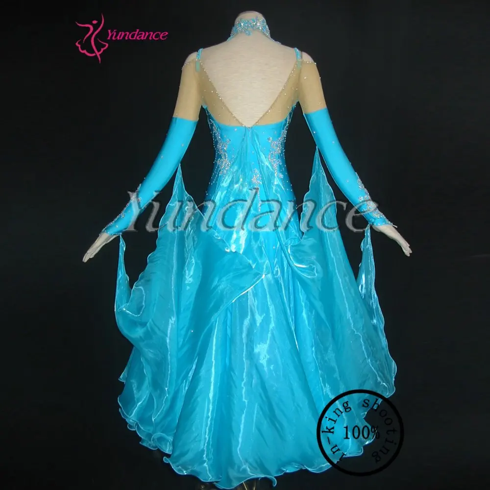 

Light blue new waltz dance dress embroidery ballroom competitions dance dresses B-10161