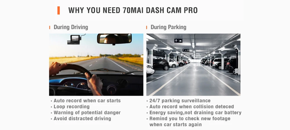 Xiaomi 70mai Dash Cam Pro 1944 P, умный Автомобильный видеорегистратор, камера с голосовым управлением, 140 градусов, FOV, парковочный монитор, Wifi, ночное видение, Автомобильный регистратор
