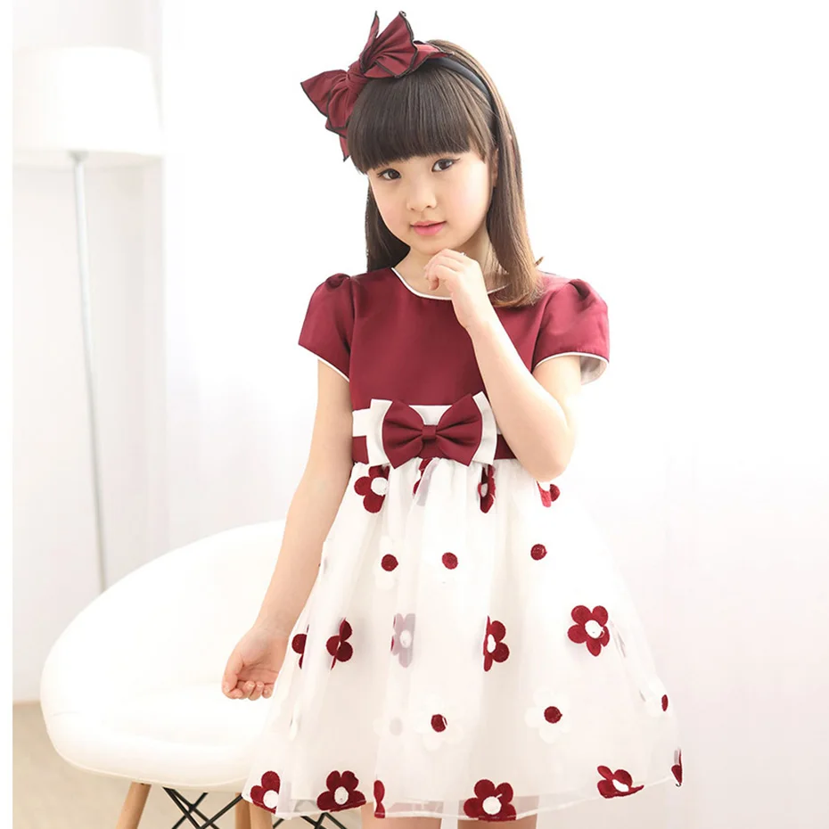 Summer Girls Dresses Princess Dress Kids Mesh Floral Girl Bow Clothes Teenage Clothing 6 8 12 Years | Детская одежда и обувь